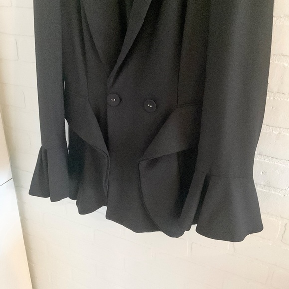 C/meo Collective Blazer Ruffled Goth Statement Pockets Flare sleeve Tuxedo Sz L - Picture 8 of 14